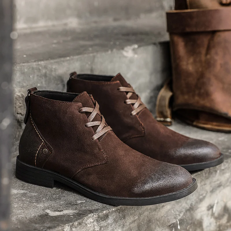 Men Shoes Type - Bottines en daim de vache faites
