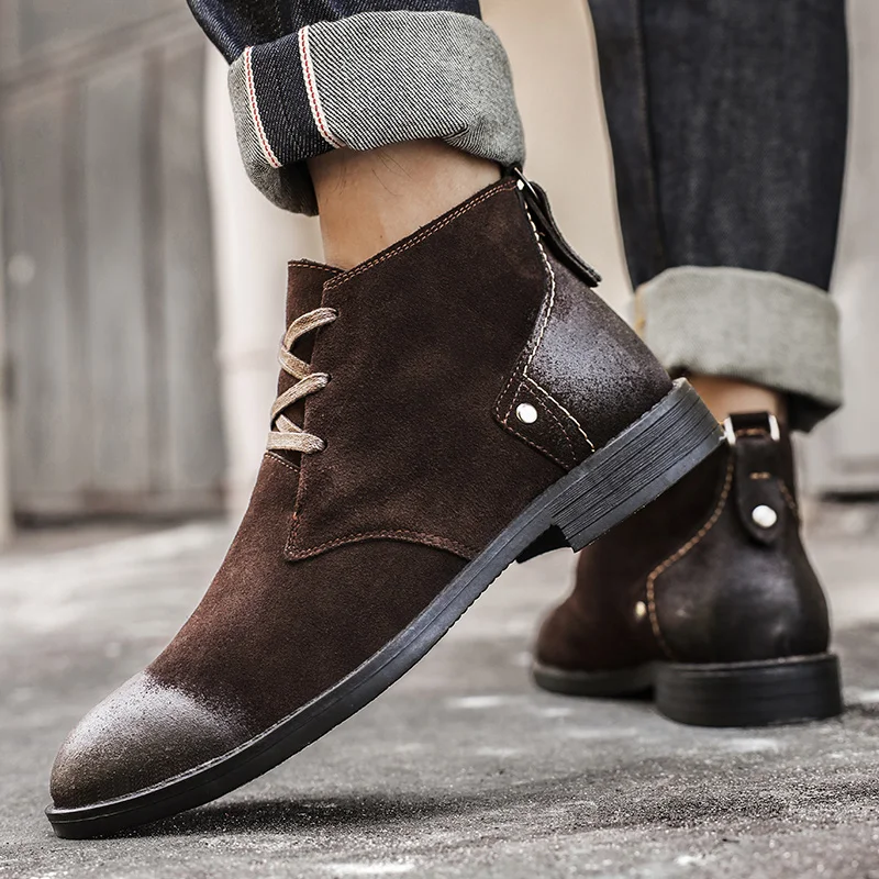 Bottines en daim de vache fait - Men Shoes Type avis et prix