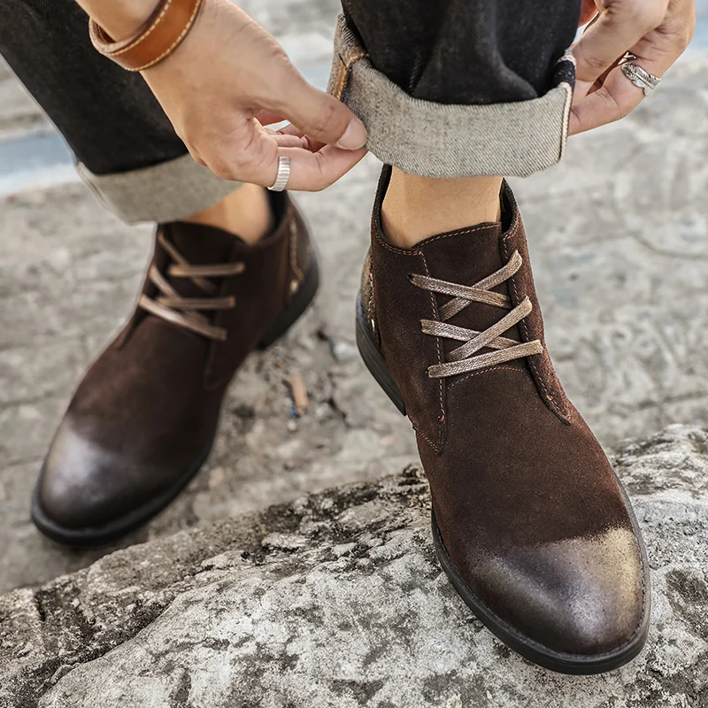 Bottines en daim de vache fait - Men Shoes Type avis et prix